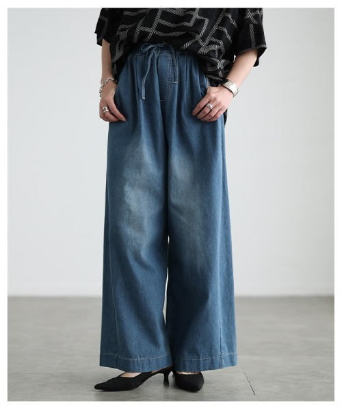 Sawa a la mode(サワアラモード)の「リラックスワイドストレートデニム(デニムパンツ・レディース・ブラック/オフホワイト/ブルー・FREE)」の22枚目の写真