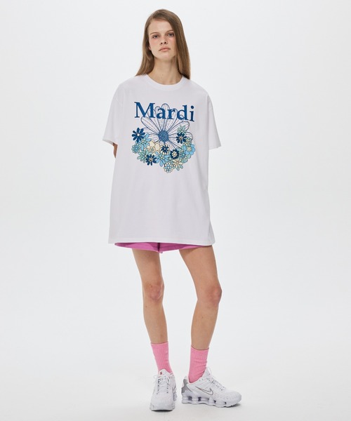 Mardi Mercredi（マルディメクルディ）の「UNISEX TSHIRT FLOWERMARDI JARDIN VVD / ユニセックス Tシャツ フラワーマルディ ジャルダン VVD（Tシャツ/カットソー・レディース・ホワイト×ブルー/ホワイト×グリーン・FREE）」の10枚目の写真