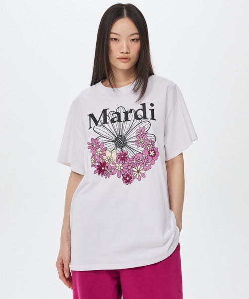 Mardi Mercredi（マルディメクルディ）の「UNISEX TSHIRT FLOWERMARDI JARDIN VVD / ユニセックス Tシャツ フラワーマルディ ジャルダン VVD（Tシャツ/カットソー・レディース・ホワイト×ブルー/ホワイト×グリーン・FREE）」の11枚目の写真
