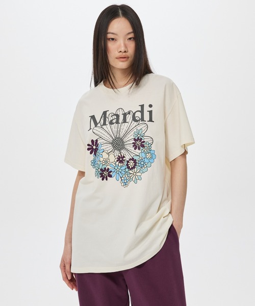 Mardi Mercredi（マルディメクルディ）の「UNISEX TSHIRT FLOWERMARDI JARDIN VVD / ユニセックス Tシャツ フラワーマルディ ジャルダン VVD（Tシャツ/カットソー・レディース・ホワイト×ブルー/ホワイト×グリーン・FREE）」の19枚目の写真