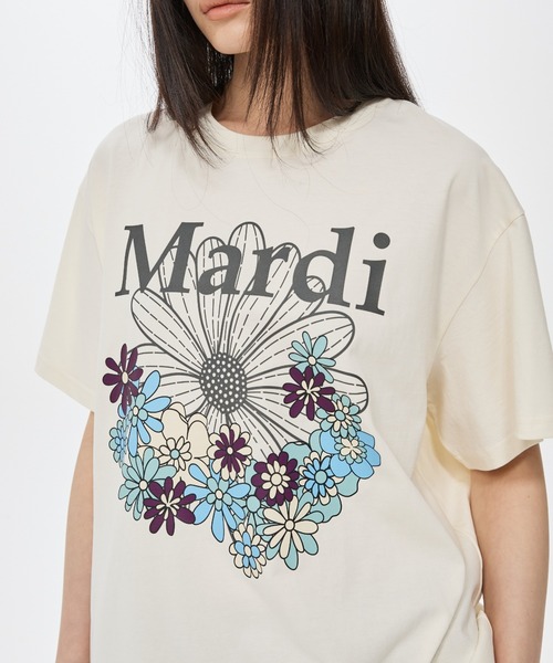 Mardi Mercredi（マルディメクルディ）の「UNISEX TSHIRT FLOWERMARDI JARDIN VVD / ユニセックス Tシャツ フラワーマルディ ジャルダン VVD（Tシャツ/カットソー・レディース・ホワイト×ブルー/ホワイト×グリーン・FREE）」の20枚目の写真
