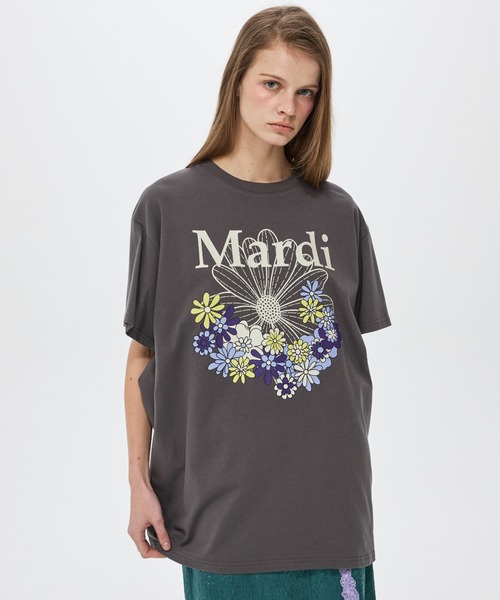 Mardi Mercredi（マルディメクルディ）の「UNISEX TSHIRT FLOWERMARDI JARDIN VVD / ユニセックス Tシャツ フラワーマルディ ジャルダン VVD（Tシャツ/カットソー・レディース・ホワイト×ブルー/ホワイト×グリーン・FREE）」の15枚目の写真
