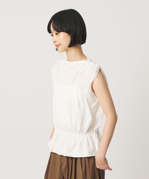 【新品、未使用】ユナイテッドアローズ　シャーリングトップス セール】【WEB限定 Wardrobe DAILY MINIMAL】シャーリング