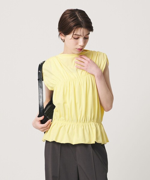 BEAUTY&YOUTH UNITED ARROWS(ビューティーアンドユースユナイテッドアローズ)の「【WEB限定 Wardrobe DAILY MINIMAL】シャーリング ノースリーブトップス(Tシャツ/カットソー・レディース・イエロー/ダークグレー/ホワイト・FREE)」の3枚目の写真