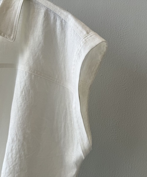 BLANC FICELLE(ブランフィセル)の「薄手 ヨーク切替フレンチスリーブシャツ(シャツ/ブラウス・レディース・ブルー/White・M/S/L)」の10枚目の写真