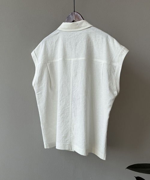 BLANC FICELLE(ブランフィセル)の「薄手 ヨーク切替フレンチスリーブシャツ(シャツ/ブラウス・レディース・ブルー/White・M/S/L)」の11枚目の写真