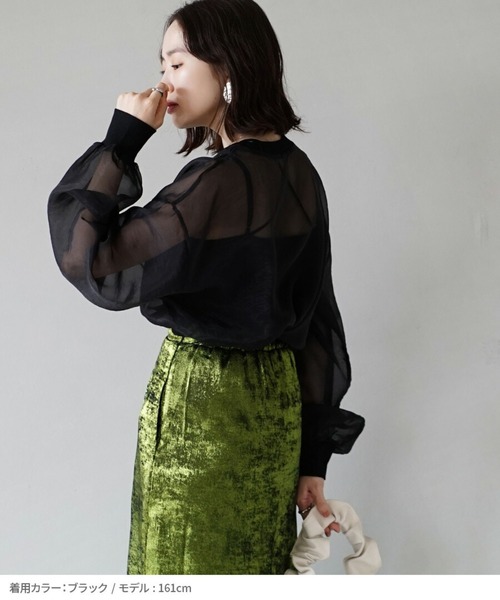 zootie（ズーティー）の「シアー×リブ ロングスリーブプルオーバー（Tシャツ/カットソー・レディース・キャメル/ミント/グレイッシュベージュ/ブラック・フリー）」の19枚目の写真
