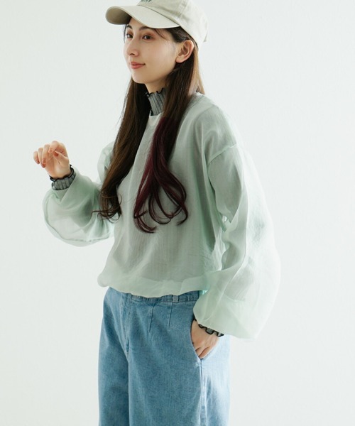 zootie（ズーティー）の「シアー×リブ ロングスリーブプルオーバー（Tシャツ/カットソー・レディース・キャメル/ミント/グレイッシュベージュ/ブラック・フリー）」の8枚目の写真