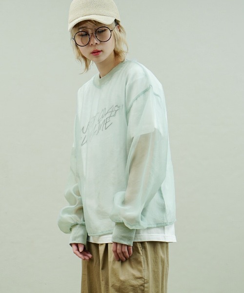 zootie（ズーティー）の「シアー×リブ ロングスリーブプルオーバー（Tシャツ/カットソー・レディース・キャメル/ミント/グレイッシュベージュ/ブラック・フリー）」の9枚目の写真