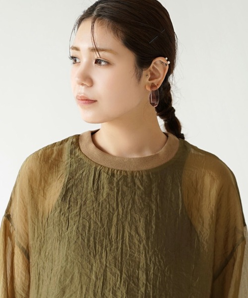 zootie（ズーティー）の「シアー×リブ ロングスリーブプルオーバー（Tシャツ/カットソー・レディース・キャメル/ミント/グレイッシュベージュ/ブラック・フリー）」の13枚目の写真