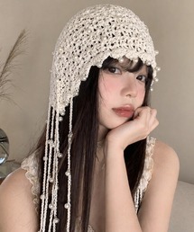 UP START（アップスタート）の「【Bls】【ZA】【Bling Leads】ﾊﾟｰﾙ ｸﾛｼｪﾎﾞﾝﾈｯﾄ(BL)（ニットキャップ/ビーニー）」