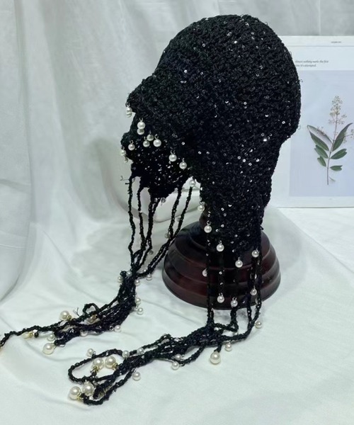 UP START（アップスタート）の「【Bls】【ZA】【Bling Leads】ﾊﾟｰﾙ ｸﾛｼｪﾎﾞﾝﾈｯﾄ(BL)（ニットキャップ/ビーニー・レディース・ベージュ/ブラック・FREE）」の5枚目の写真