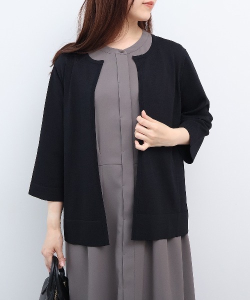 fleur by mint breeze(フルールバイミントブリーズ)の「【L~6L 大きいサイズ】【UVカット/接触冷感】ジャケットライクカーディガン(ニット/セーター・レディース・ブラック/ピンク/ネイビー・LL/5L/4L/3L)」の2枚目の写真