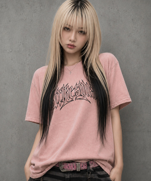 SILVER BULLET(シルバーバレット)の「『SILVER BULLET SELECT AP/シルバーバレットセレクト』フェイクスウェードメタルロゴ刺繍半袖Tシャツ(Tシャツ/カットソー・メンズ・チャコール/ピンク・M/L)」の17枚目の写真