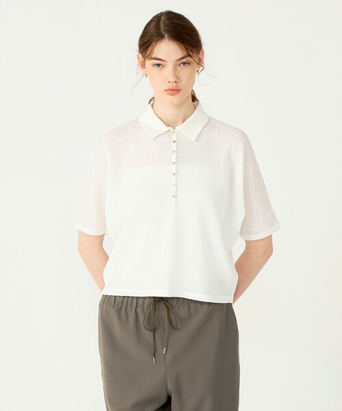 BALLSEY（ボールジィ）の「ワッフルジャージーコンビ ドルマンスリーブプルオーバー（Tシャツ/カットソー・レディース・ホワイト/ボルドー/ブラック・S）」の5枚目の写真