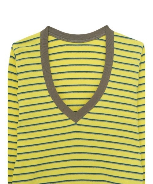 &enece(アンドエネス)の「Vネック ボーダー ロングスリーブカットソー(Tシャツ/カットソー・レディース・ブルー/イエロー/グレー・FREE)」の20枚目の写真