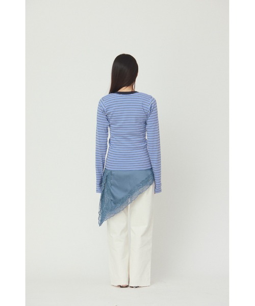 &enece(アンドエネス)の「Vネック ボーダー ロングスリーブカットソー(Tシャツ/カットソー・レディース・ブルー/イエロー/グレー・FREE)」の9枚目の写真