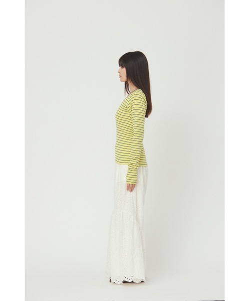 &enece(アンドエネス)の「Vネック ボーダー ロングスリーブカットソー(Tシャツ/カットソー・レディース・ブルー/イエロー/グレー・FREE)」の13枚目の写真