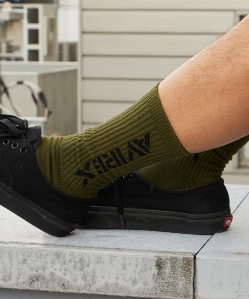 AVIREX(アヴィレックス)の「AVIREX/アビレックス AX Standard Logo Jacquard 3P Socks スタンダード ロゴ ジャガード 3足組 ソックス 靴下 クルー丈 3足セット ブランドロゴ サイドプリント 定番 ベーシック ストリート メンズ 2026年 夏 夏服(ソックス/靴下・メンズ・マルチ・25-27)」の13枚目の写真