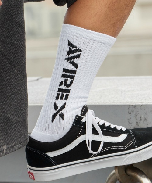 AVIREX(アヴィレックス)の「AVIREX/アビレックス AX Standard Logo Jacquard 3P Socks スタンダード ロゴ ジャガード 3足組 ソックス 靴下 クルー丈 3足セット ブランドロゴ サイドプリント 定番 ベーシック ストリート メンズ 2026年 夏 夏服(ソックス/靴下・メンズ・マルチ・25-27)」の9枚目の写真