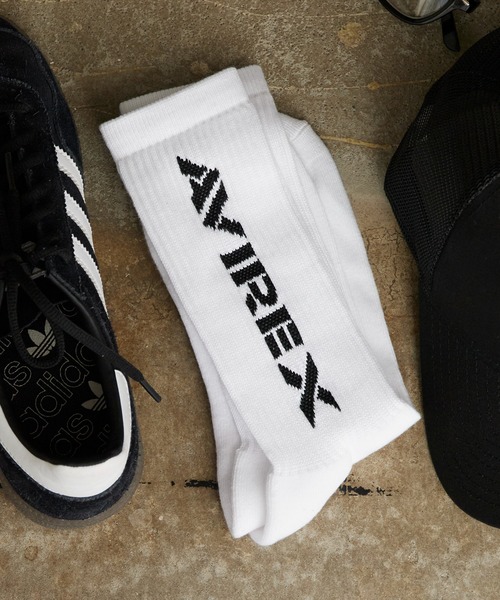 AVIREX(アヴィレックス)の「AVIREX/アビレックス AX Standard Logo Jacquard 3P Socks スタンダード ロゴ ジャガード 3足組 ソックス 靴下 クルー丈 3足セット ブランドロゴ サイドプリント 定番 ベーシック ストリート メンズ 2026年 夏 夏服(ソックス/靴下・メンズ・マルチ・25-27)」の10枚目の写真