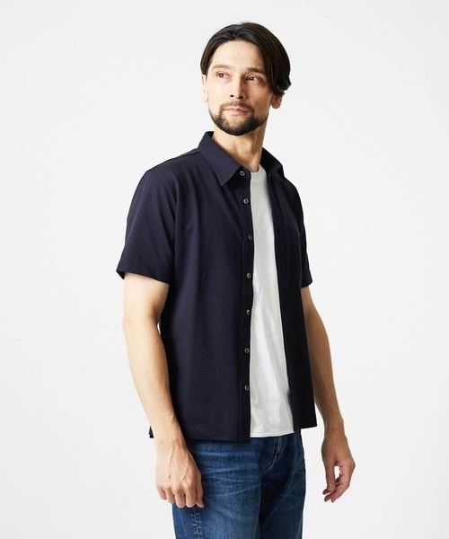 MICHEL KLEIN HOMME (ミッシェルクランオム)の「クールマックス前空きポロシャツ(シャツ/ブラウス・メンズ・ホワイト/ブルー/ネイビー・MEDIUM/LARGE/X-LARGE)」の1枚目の写真