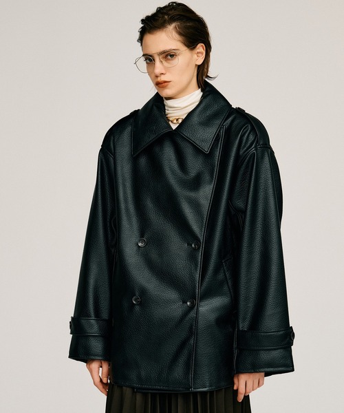 PRANK PROJECT(プランクプロジェクト)の「【2026Autumn Pre-Order】ボックスミドルレザートレンチコート / Boxy Middle Leather Trench Coat(トレンチコート・レディース・ブラック/ボルドー・FREE)」の8枚目の写真