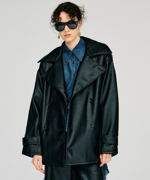 PRANK PROJECT(プランクプロジェクト)の「【2026Autumn Pre-Order】ボックスミドルレザートレンチコート / Boxy Middle Leather Trench Coat(トレンチコート・レディース・ブラック/ボルドー・FREE)」の13枚目の写真