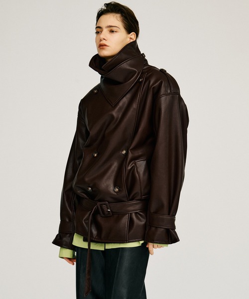 PRANK PROJECT(プランクプロジェクト)の「【2026Autumn Pre-Order】ボックスミドルレザートレンチコート / Boxy Middle Leather Trench Coat(トレンチコート・レディース・ブラック/ボルドー・FREE)」の22枚目の写真