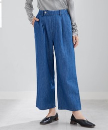 やわらかデニム素材ウエストタブパンツ