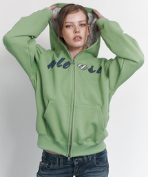 Bono patch Sweat Hoodie Zip Up (Green)