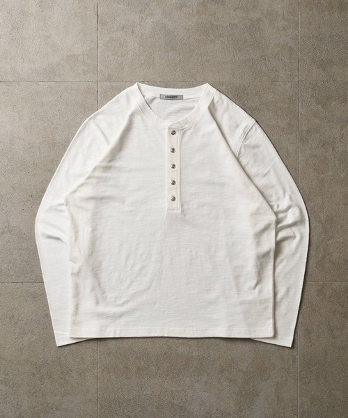 ADAMASTE(アダマスト)の「Slub Short Henley Neck L/S Tee - スラブ短丈ヘンリーネックロングスリーブT(Tシャツ/カットソー・メンズ・ブラック/ホワイト・SMALL/MEDIUM/LARGE)」の17枚目の写真