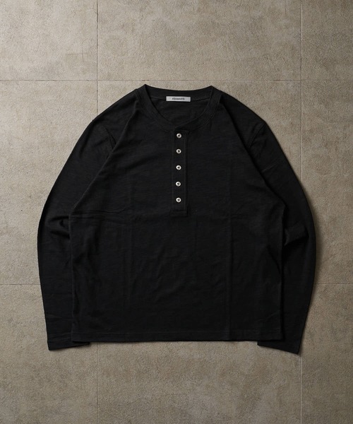 ADAMASTE(アダマスト)の「Slub Short Henley Neck L/S Tee - スラブ短丈ヘンリーネックロングスリーブT(Tシャツ/カットソー・メンズ・ブラック/ホワイト・SMALL/MEDIUM/LARGE)」の18枚目の写真