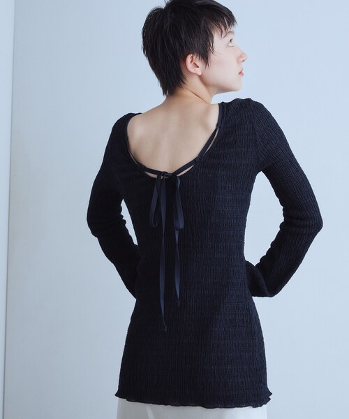 CODE A(コードエー)の「open back check tunic(Tシャツ/カットソー・レディース・グレー系1/ブラック・00)」の1枚目の写真