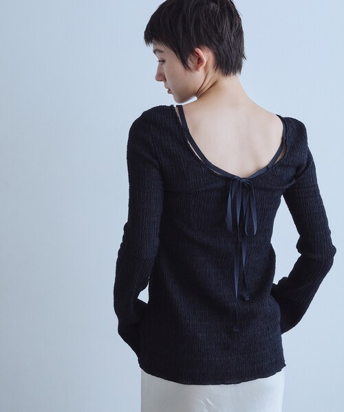 CODE A(コードエー)の「open back check tunic(Tシャツ/カットソー・レディース・グレー系1/ブラック・00)」の10枚目の写真