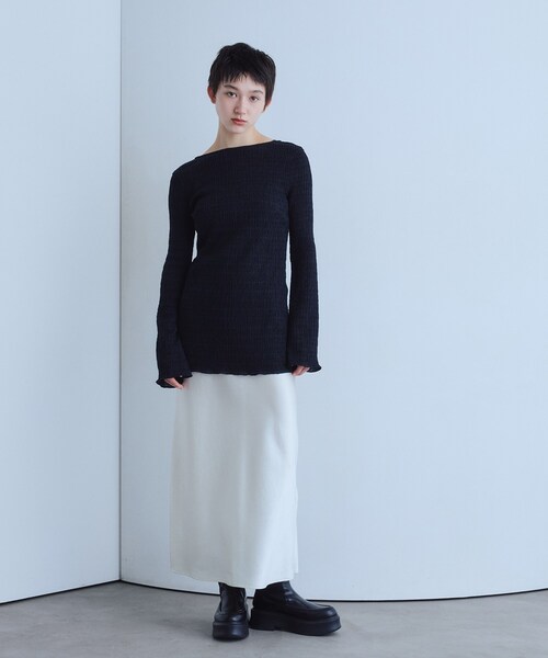 CODE A(コードエー)の「open back check tunic(Tシャツ/カットソー・レディース・グレー系1/ブラック・00)」の11枚目の写真