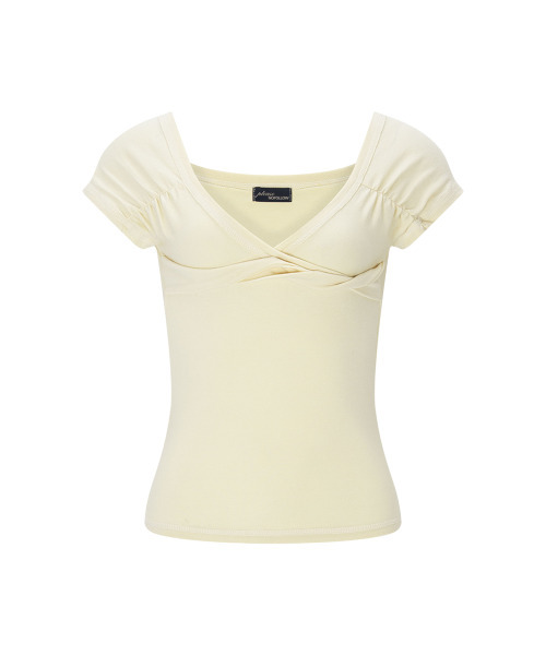PLEASENOFOLLOW(プリーズノーフォロー)の「Marin Strap Shirring Short Sleeve Top (Lemon)(Tシャツ/カットソー・レディース・その他・FREE)」の2枚目の写真