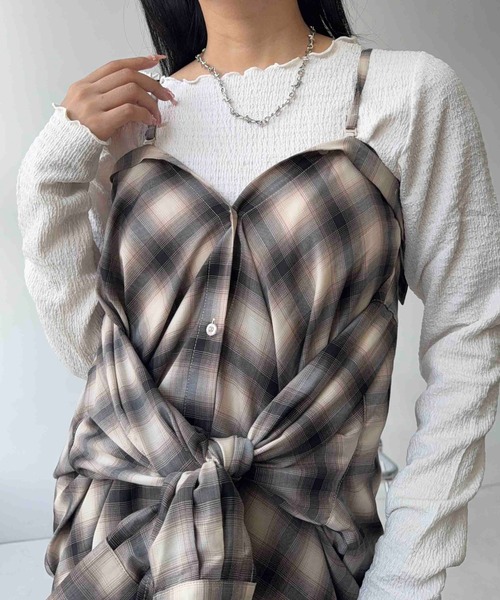 AS KNOW AS plus（アズノゥアズプラス）の「☆アソートクルーネックロンT(シャーリング・ウェーブ)（Tシャツ/カットソー・レディース・アイボリー系1/アイボリー系/ブラック系1/ブラック系・FREE）」の11枚目の写真