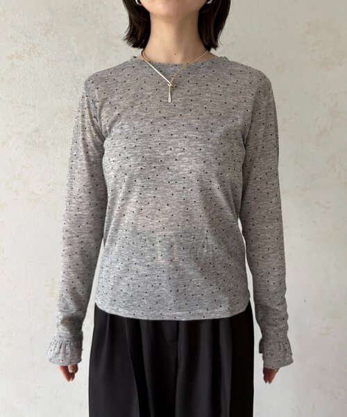 Thevon（ゼボン）の「袖フリルドットシアープルオーバー（Tシャツ/カットソー・レディース・ブラック/アイボリー/グレー・FREE）」の20枚目の写真