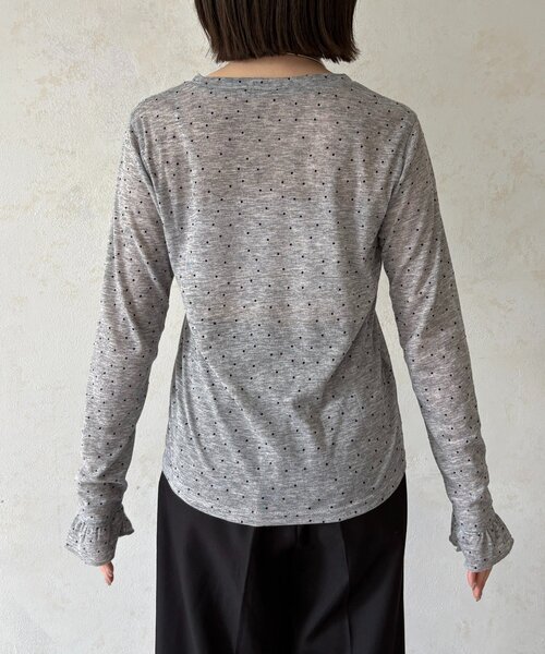 Thevon（ゼボン）の「袖フリルドットシアープルオーバー（Tシャツ/カットソー・レディース・ブラック/アイボリー/グレー・FREE）」の21枚目の写真
