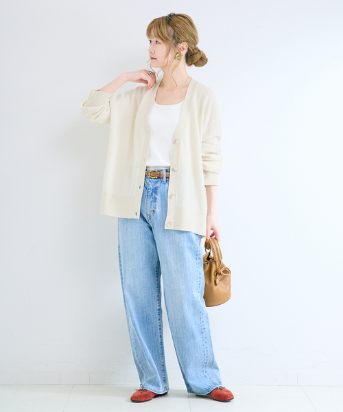 B.C STOCK(ベーセーストック)の「【WEB+一部店舗限定】ウールカシミヤVネックカーディガン(ニット/セーター・レディース・オレンジ/チャコールグレー/ホワイト・FREE)」の15枚目の写真