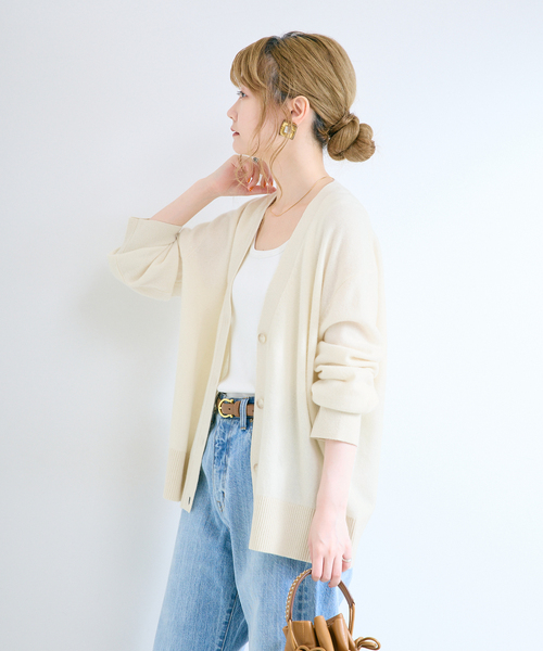 B.C STOCK(ベーセーストック)の「【WEB+一部店舗限定】ウールカシミヤVネックカーディガン(ニット/セーター・レディース・オレンジ/チャコールグレー/ホワイト・FREE)」の19枚目の写真
