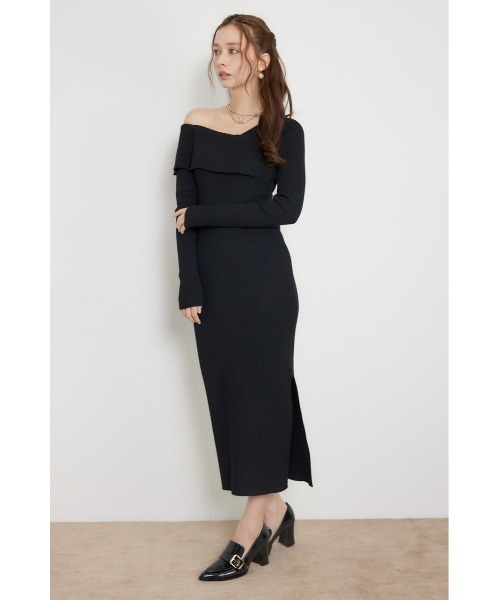 rienda(リエンダ)の「【AW先行アイテム】カシュクールワンショルダーニットタイトワンピース 秋服 冬服(ワンピース・レディース・ブラウン/ブラック/ライトブルー・FREE)」の4枚目の写真