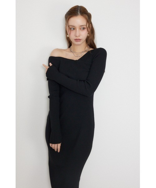 rienda(リエンダ)の「【AW先行アイテム】カシュクールワンショルダーニットタイトワンピース 秋服 冬服(ワンピース・レディース・ブラウン/ブラック/ライトブルー・FREE)」の7枚目の写真