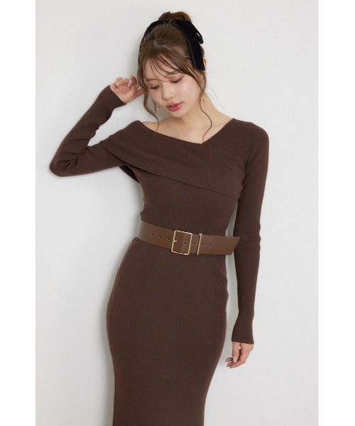 rienda(リエンダ)の「【AW先行アイテム】カシュクールワンショルダーニットタイトワンピース 秋服 冬服(ワンピース・レディース・ブラウン/ブラック/ライトブルー・FREE)」の14枚目の写真