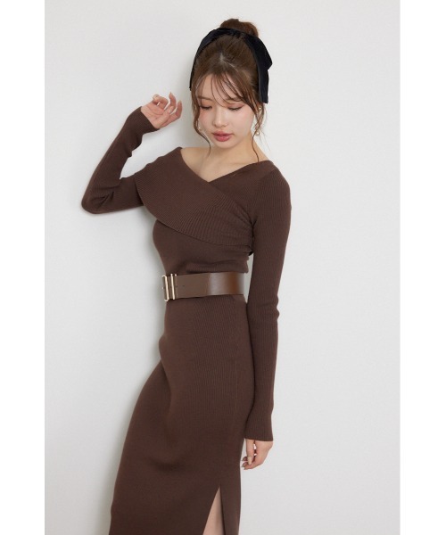 rienda(リエンダ)の「【AW先行アイテム】カシュクールワンショルダーニットタイトワンピース 秋服 冬服(ワンピース・レディース・ブラウン/ブラック/ライトブルー・FREE)」の15枚目の写真