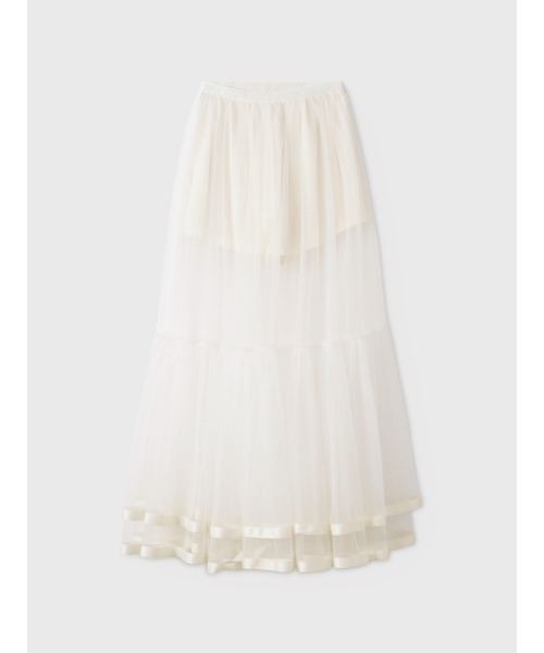 EIMY ISTOIRE(エイミーイストワール)の「SHEER TULLE SKIRT(スカート・レディース・ブラウン/ホワイト/ピンクベージュ・36/38)」の2枚目の写真