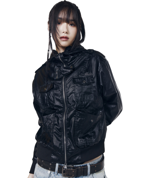 AAKAM(アーカム)の「Coated Pocket Hooded Jacket (Black)(その他アウター・レディース・その他・1/2)」の4枚目の写真