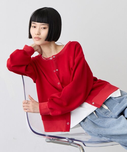 CIAOPANIC TYPY(チャオパニックティピー)の「∴前後2WAYダンボールスナップカーデ(カーディガン/ボレロ・レディース・オフホワイト/ブラック/ブラウン/レッド/キャメル/オリーブ・ONE SIZE)」の6枚目の写真