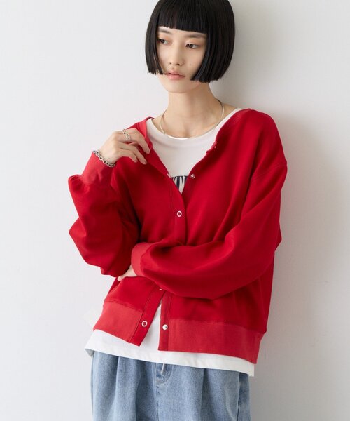 CIAOPANIC TYPY(チャオパニックティピー)の「∴前後2WAYダンボールスナップカーデ(カーディガン/ボレロ・レディース・オフホワイト/ブラック/ブラウン/レッド/キャメル/オリーブ・ONE SIZE)」の7枚目の写真